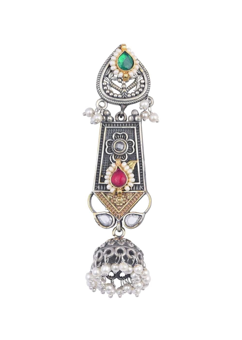 Oxidized Meenakari Necklace With Long Jhumkas