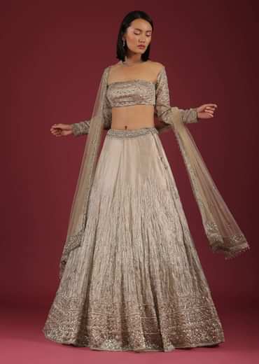Doe Lehenga Choli In Cut Dana Embroidery And Wide Square Neckline With Full Sleeves