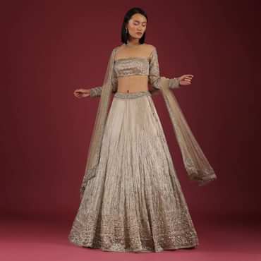 Doe Lehenga Choli In Cut Dana Embroidery And Wide Square Neckline With Full Sleeves