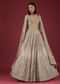 Oyster Organza Lehenga With Cut Dana Embroidery, Crop Top Comes In 3/4Th Sleeves With A Deep V Neckline