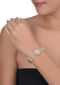 Gold Plated Wave Shaped Bracelet Adorned With Pearls And Stones Online - Kalki Fashion