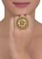 Pale Wheat Crystal Studded Ring In Floral Pattern Online - Kalki Fashion