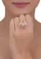 Geometric Carved Rose Gold Plated Ring With Stone Studded Round Center Online - Kalki Fashion