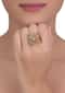 Rose Gold Floral Patterned Ring Embellished With Crystals And Stones Online - Kalki Fashion