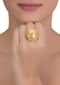 Circular Gold Plated Ring With Self Embossed Leaves And Floral Pattern Online - Kalki Fashion