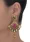 Green And Magenta Crystal Danglers With Kundan And Metal Beads Online - Kalki Fashion