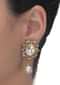 Oval Kundan And Crystal Gold Plated Studs With Dangling Pearl Online - Kalki Fashion