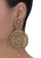 Pale wheat stone gold plated earrings in floral patternonly on Kalki
