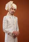 Cloud Grey Brocade Embroidered Sherwani Set