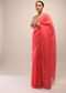 Paradise Pink Saree In Organza With Mirror Embroidery On The Border And Unstitched Blouse
