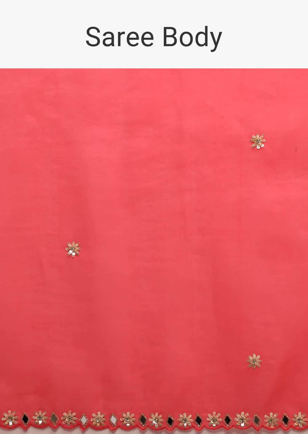 Paradise Pink Saree In Organza With Mirror Embroidery On The Border And Unstitched Blouse