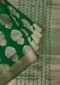 Parakeet green banarasi silk saree in floral pot weaved butti only on Kalki