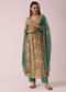 Parrot Green Floral Print Anarkali Set with Sequin Embellishments