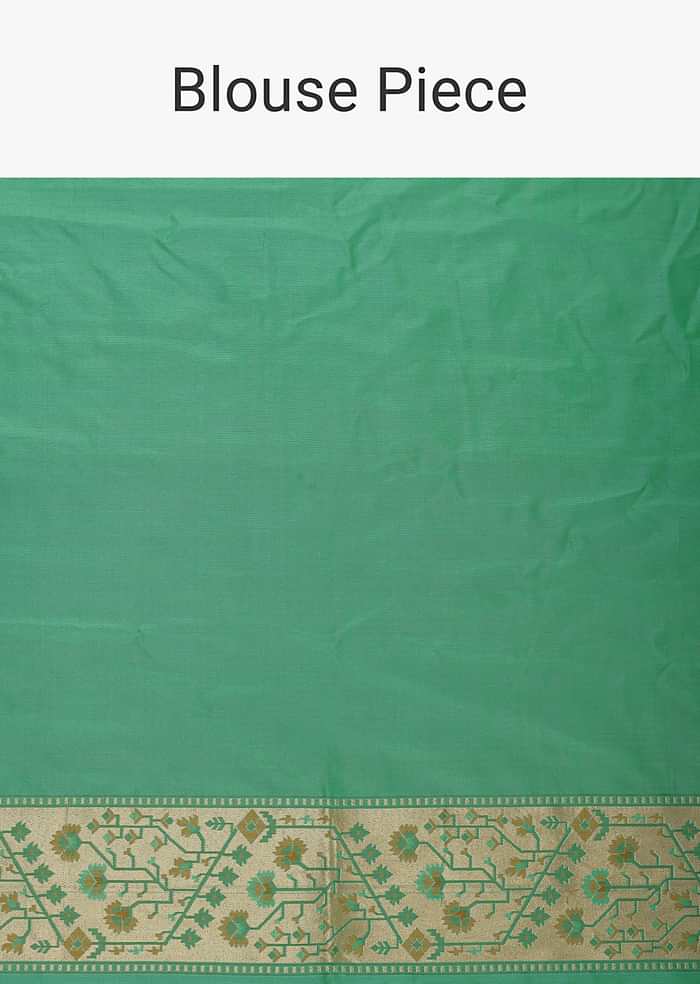 Parrot Green Katan Silk Banarasi Ikat Patola Weave Saree With Unstitched Blouse Piece