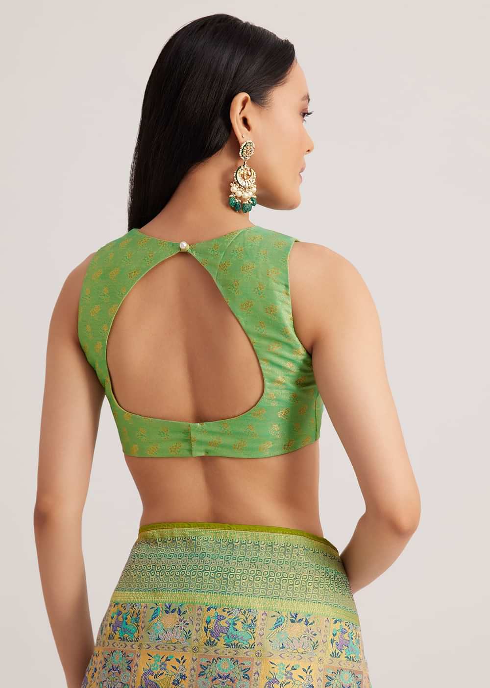 Parrot Green Silk Woven Work Saree