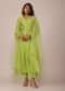 Parrot Green Suit Set In Art Silk With Tassels On The Sleeves And Dupatta