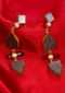 Party wear earring with wooden block and cylindrical bead only on kalki