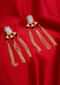 Party wear sleek tasseled chain earring with white marble stone only on Kalki