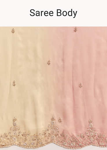 Pastel Ombre Organza Saree With Floral And Butti Embroidery