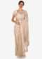 Pastel hued saree in net with velvet blouse adorn in heavy sequin and thread embroidered work only on Kalki
