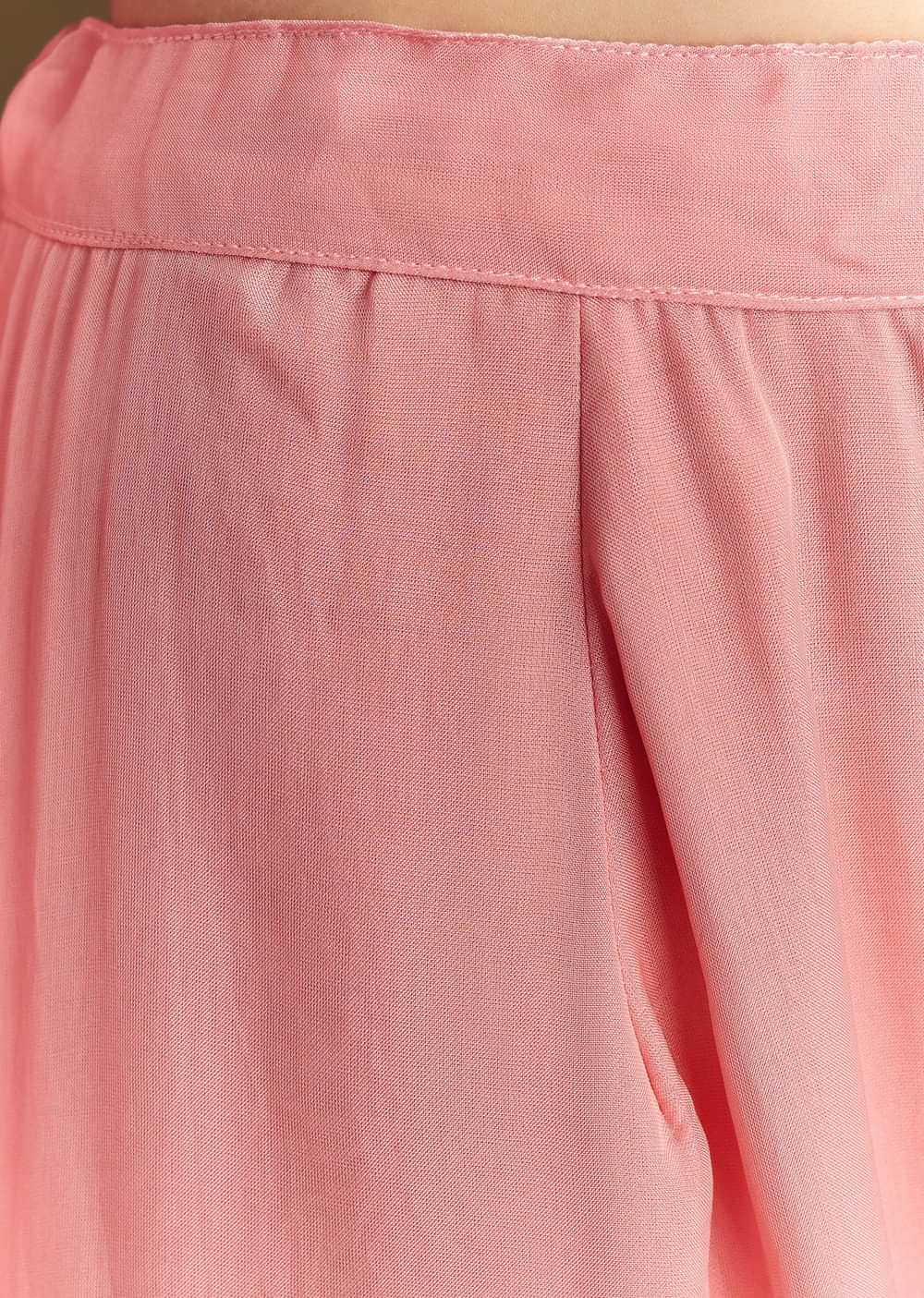 Pastel Pink Chanderi Sharara Suit With Cut Dana Sequins