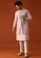 Pastel Pink Embroidered Jacket Kurta Set In Silk