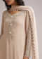 Soft Peach Beaded Kurti Pant Set With Dupatta