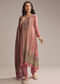 Peach Crepe Kurta Set With Floral Print