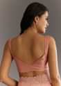 Peach Embroidered Organza Saree With Cutwork Scallop Border