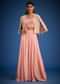 Peach Georgette Embroidered Cape Palazzo Set