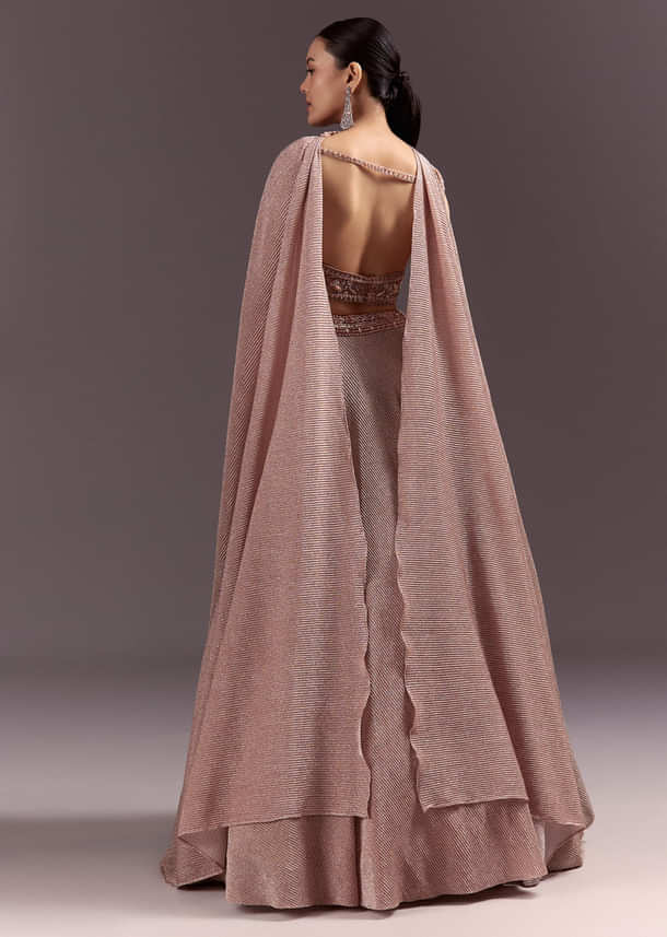 Peach Gold Embroidered Circular Lehenga Dupatta Set Peach Gold Embroidered Circular Lehenga Dupatta Set