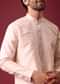 Peach Kurta Set In Silk With Mirror Work