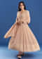 Peach Moti Beads Georgette Anarkali Set With Tassel Dupatta