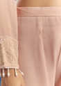 Peach Moti Beads Georgette Anarkali Set With Tassel Dupatta