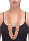 Peach Multi Strand Beads Necklace With Green Crystals, Stones And Kundan Work Floral Motifs Online - Kalki Fashion