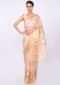 Peach organza saree in multi color floral jaal embroidery only on kalki