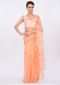 Peach organza saree with floral embroidered pallo and border only on kalki