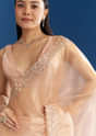 Peach Organza Tissue Saree With Cutdana Embellished Border