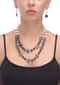 Peach Pearls And Blue Stone Studded Beads Double Layer Necklace And Earrings Set Online - Kalki Fashion