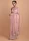 Peach Pink Saree In Organza With Hand Embroidered Thread And Sequins Buttis Online - Kalki Fashion