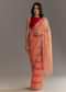 Peach Red Shaded Shibori Print Tissue Saree With Embroidered Scallop Border