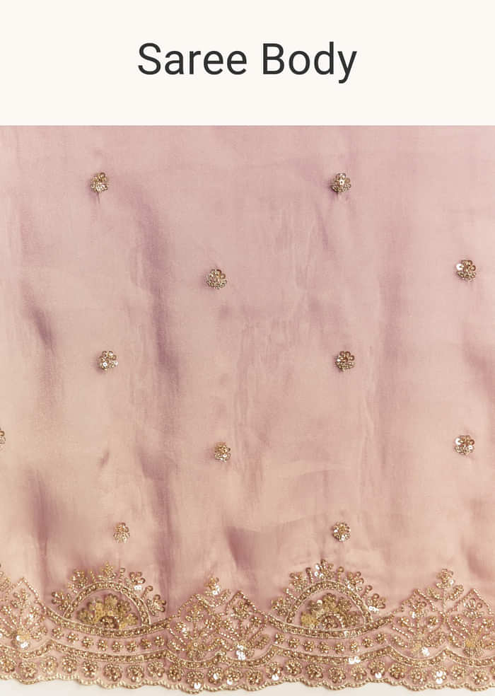Peach Shaded Tissue Saree With Heavy Embroidered Blouse