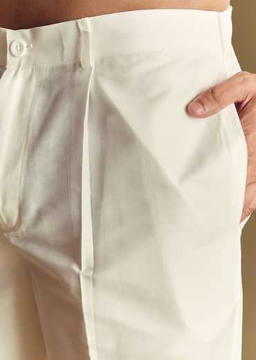 Peach Silk Kurta Set With Mandarin Collar