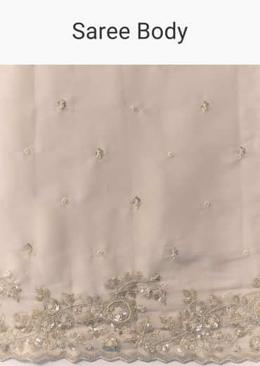 Peach Tissue Organza Cutwork Saree with Unstitched Blouse Fabric