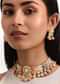 Peach And Gold Pachi Kundan Short Pendant Necklace Set