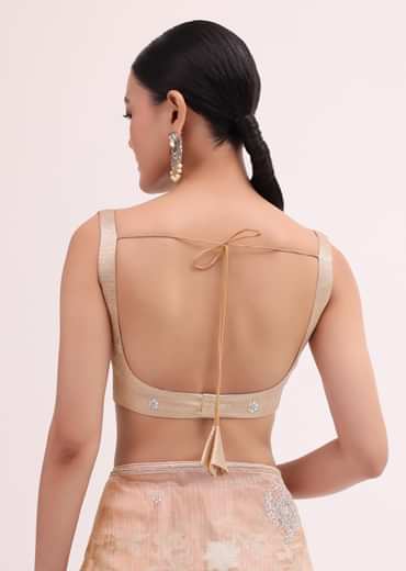 Peach Chanderi Saree With Unstitched Blouse
