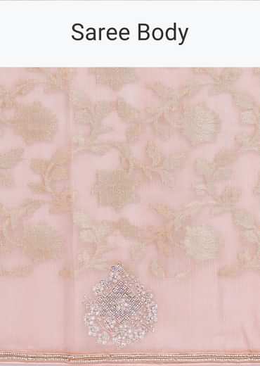 Peach Chanderi Saree With Unstitched Blouse
