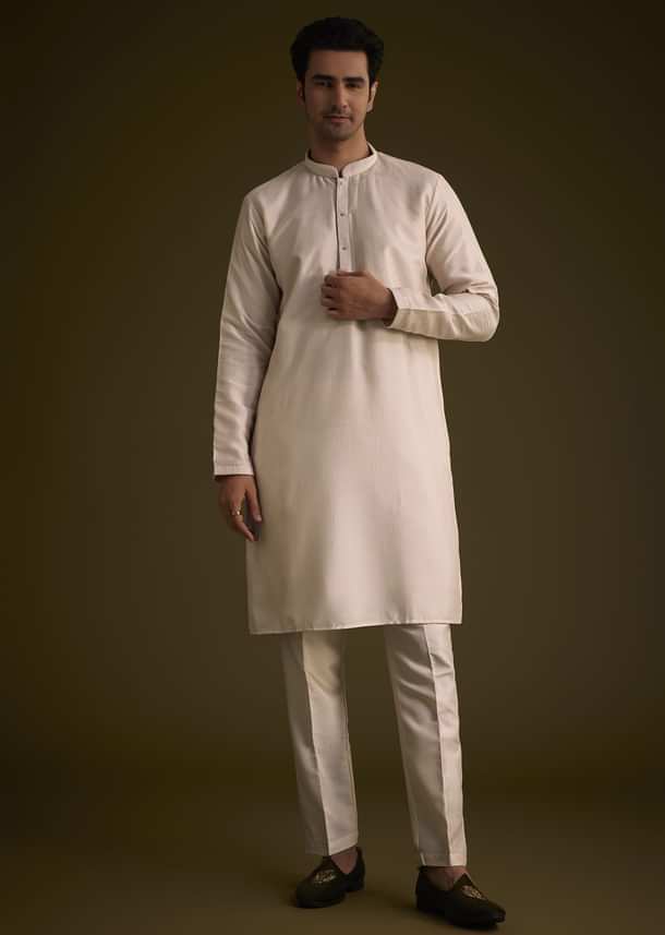 Peach Cotton Silk Jacket Set With Multi Color Resham Floral Embroidery