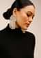 Peach Earrings With Cut Dana And Two Toned Zardosi Work Along With Fringe Detail