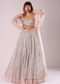Peach Embroidered Lehenga Set In Knit With Organza Choker Dupatta